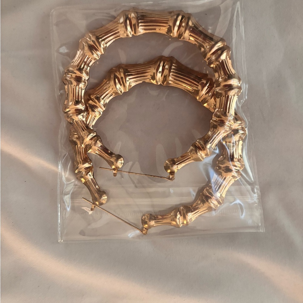 Gold Bamboo Hoop Earrings